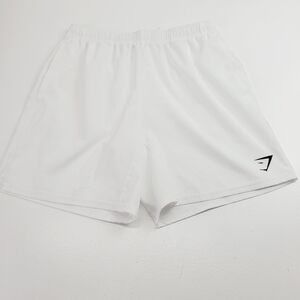 Gymshark White Athletic Shorts with Black Logo